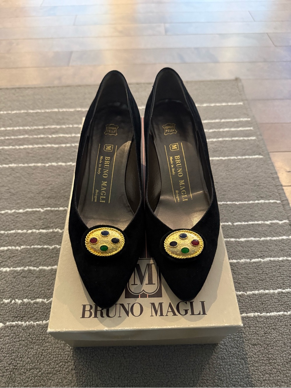 Bruno Magli Black Velour Heels